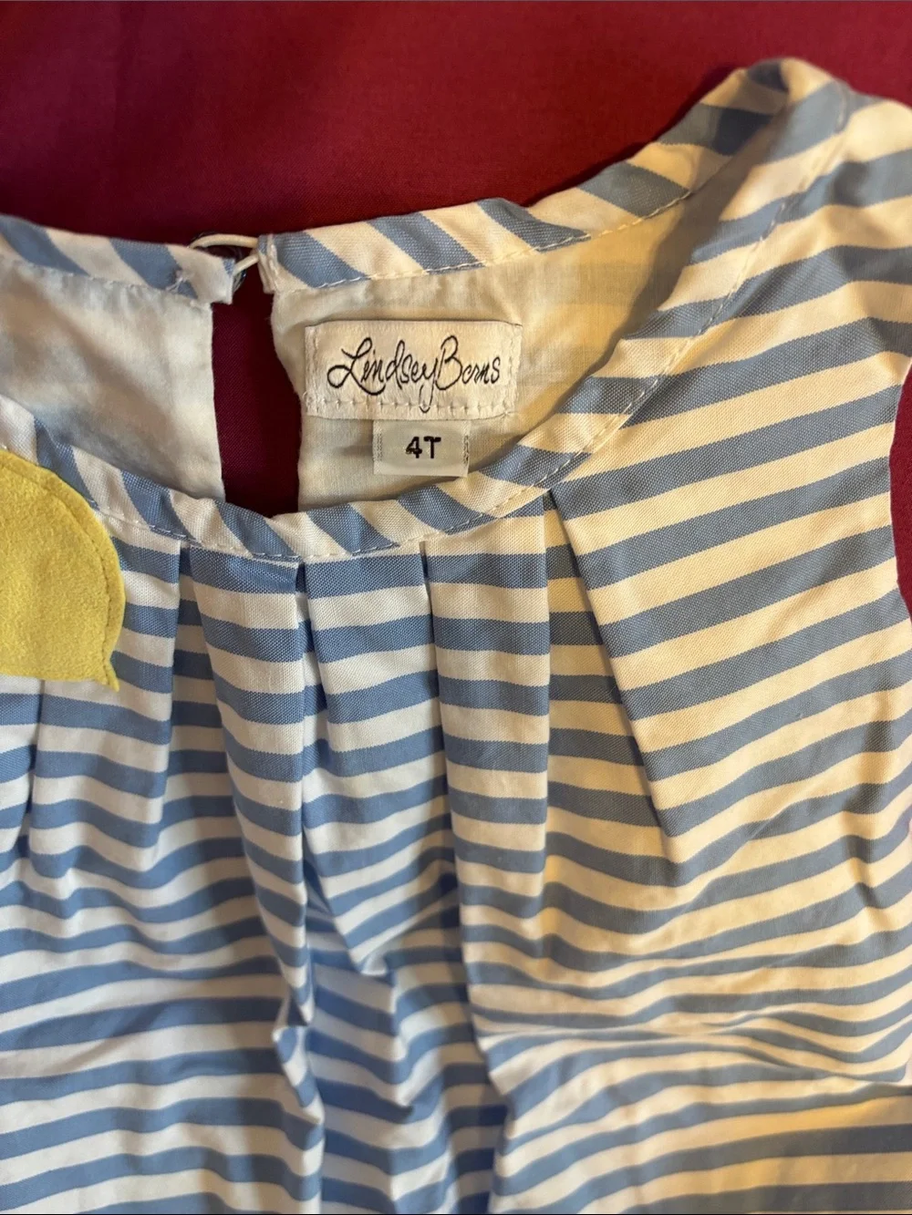 Lemon Appliqué Blue & White Striped Girls' Dress - 4T